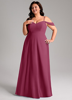 Azazie Marley Bridesmaid Dresses Mulberry A-Line Off the Shoulder Chiffon Convertible Dress image14