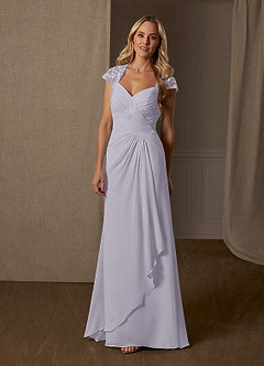 Azazie Birdie Mother of the Bride Dresses Fog A-Line Queen Anne Sequins Chiffon Dress image4