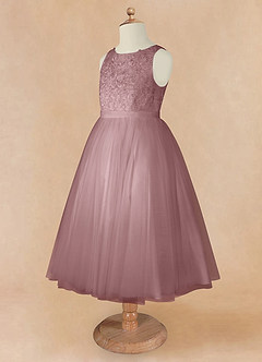 Azazie Calla Flower Girl Dresses Dusty Rose Ball-Gown Lace Tulle Dress image8