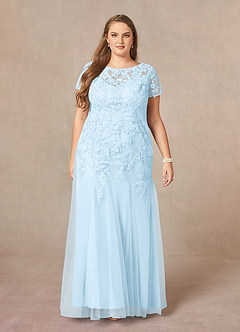 Azazie Laurie Mother of the Bride Dresses Sky Blue Mermaid Scoop Sequins Tulle Dress image8