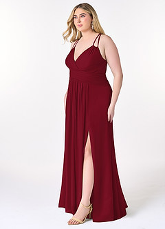 Azazie Farren Robes de demoiselle d'honneur Robe Trapèze Convertible en Mousseline de soie Plissée Bourgogne image12