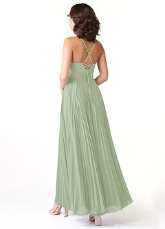 Azazie Devyn Bridesmaid Dresses Dusty Sage A-Line Corset Chiffon Dress image4
