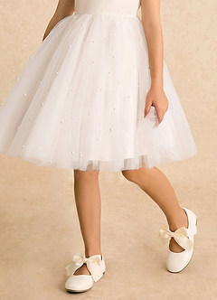 front Satin Bow Mary Jane Girls' Flat Shoes