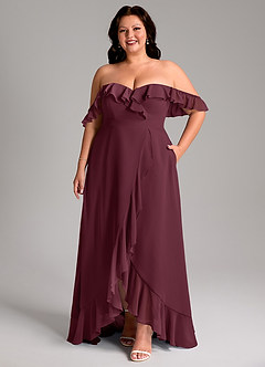 Azazie Lyra Bridesmaid Dresses Cabernet A-Line Chiffon Convertible Dress image11