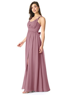 Azazie Olani Bridesmaid Dresses Vintage Mauve A-Line Off the Shoulder Chiffon Convertible Dress image4