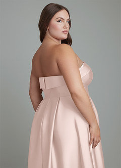 Azazie Lucienne Bridesmaid Dresses Blushing Pink A-Line Strapless Stretch Satin Convertible Dress image9