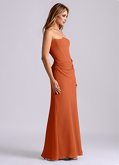 Azazie Debby Bridesmaid Dresses Burnt Orange Mermaid Strapless Chiffon Dress image5