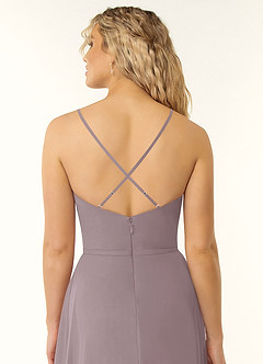 Azazie Naeem Bridesmaid Dresses Dusk A-Line V-Neck Ruffle Chiffon Dress image6