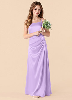 Azazie Renna Junior Meerjungfrau-Linie Plissee Stretch-Satin Kleid Flieder image3