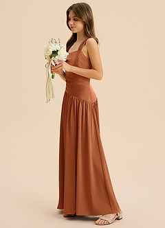 Azazie Dotty Junior Klä av A-Line i Stretch Satin Plisserad image3