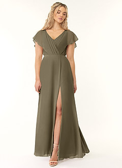 Azazie Rylee Bridesmaid Dresses Willow Green A-Line Pleated Chiffon Dress image1