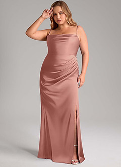 Azazie Leonis Bridesmaid Dresses Rosette Mermaid Pleated Stretch Satin Convertible Dress image11