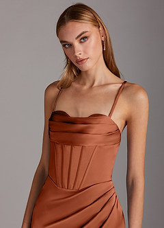 Azazie Brookelle Bridesmaid Dresses Cedar Rose Sheath Sweetheart Corset Stretch Satin Dress image7