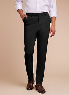 front Carter Black Cotton Linen Blend Dress Pants