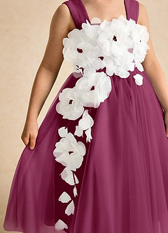 Azazie Dovey Flower Girl Dresses Mulberry Ball-Gown Bow Tulle Dress image7
