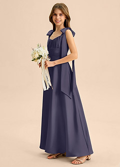 Azazie Halley Junior Klä av A-Line i Stretch Satin Rosett image4