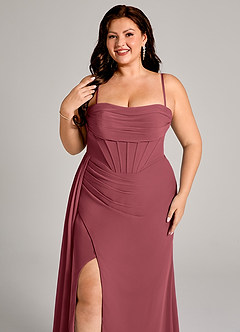 Azazie Amyra Jurken voor bruidsmeisjes Converteerbaar Jurk van Chiffon met Kolom Off the Shoulder Merlot image11