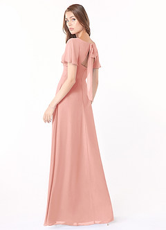 Azazie Kimber Bridesmaid Dresses Rosette A-Line Flounce Sleeve Chiffon Dress image4