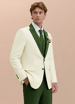 front Adrian Olive Shawl Lapel Structured Stretch Tuxedo Jacket