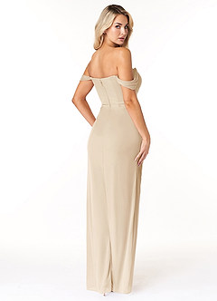 Azazie Tessa Bridesmaid Dresses Sheath Sweetheart Off-The-Shouler Mesh Floor-Length Dress image4