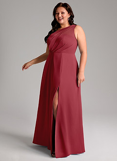 Azazie Phaedra Jurken voor bruidsmeisjes Jurk van Chiffon met A-Lijn One-Shoulder Granaatappel image6