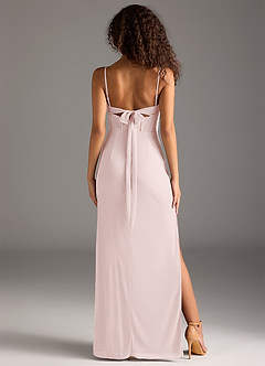 Azazie Mai Bridesmaid Dresses Blushing Pink Sheath Pleated Mesh Dress image5