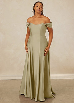 Christian Siriano Bridal for Azazie 1002 Vestidos de damas de honor Vestido de Musgo Verde de Satén Elástico de Corte en A Convertible con Vestidos sin tirantes image8
