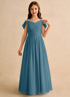 Azazie Chelo Girls Formal Flower Girl Klänningar Klä A-Linje i Chiffong Plisserad image5