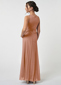 Azazie Lindie Junior Robe Trapèze en Mousseline de soie Plissée Champagne Rosé image4