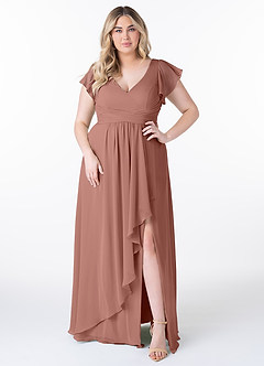 Azazie Omari Bridesmaid Dresses Cedar Rose A-Line Chiffon Dress image7