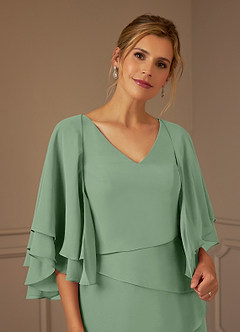 Azazie OHara Mother of the Bride Dresses Matcha A-Line V-Neck Chiffon Dress image12