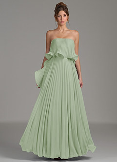 Azazie Alexia Robes de demoiselle d'honneur Robe Trapèze en Mousseline de soie Rayé Vert Sauge image4