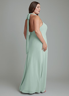 Azazie Velli Bridesmaid Dresses Agave Mermaid High Neck Chiffon Dress image13