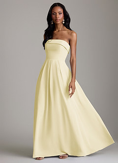Azazie Lucienne Bridesmaid Dresses Lemon Sorbet A-Line Strapless Chiffon Convertible Dress image5
