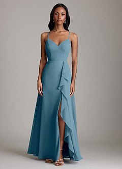 Azazie Naeem Bridesmaid Dresses Bermuda A-Line V-Neck Ruffle Chiffon Dress image3