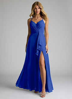 Azazie Akita Bridesmaid Dresses Royal Blue A-Line Chiffon Dress image3