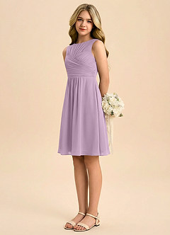 Azazie Skyla Junior Linia A Pofałdowany Szyfon Mini Młodsza druhna Sukienka image4