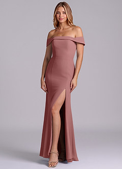 Azazie Luciana Bridesmaid Dresses Desert Rose Sheath Off the Shoulder Chiffon Convertible Dress image3