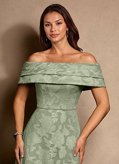 Azazie New Britain Mother of the Bride Dresses Agave A-Line Pleated Floral Burnout Dress image5