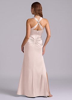 Azazie Amelie Abiti da Damigella Abito A-Line in Raso Elasticizzato Plissettato Rosa Rossore image7