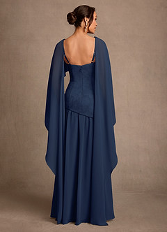 Azazie Flossie 신부의 어머니 드레스 A라인 주름진 쉬폰 플로어 길이 드레스 image2