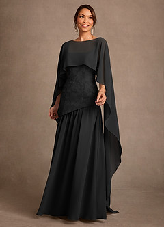 Azazie Flossie 신부의 어머니 드레스 A라인 주름진 쉬폰 플로어 길이 드레스 image3