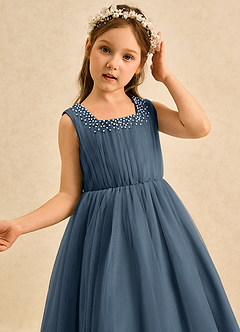 Azazie Pika Flower Girl Klänningar Klä A-Line i Tyll Plisserad image5