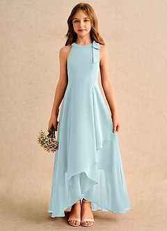 Azazie Boop Girls Formal vestidos de niña de las flores Vestido de Neblina de Gasa de Corte en A con Lazo image1