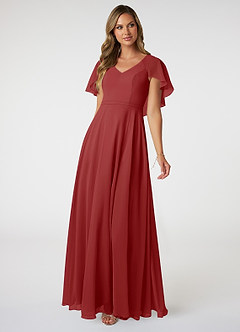 Azazie Jamie Final Sale Rust A-Line Chiffon Dress image1