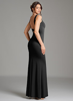 Azazie Gwen Bridesmaid Dresses Black Mermaid Pleated Premium Stretch Jersey Dress image5