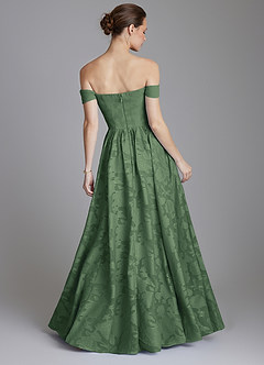 Azazie Raisa Bridesmaid Dresses Eucalyptus A-Line Off the Shoulder Floral Burnout Dress image2