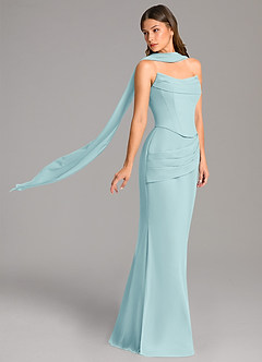 Azazie Sorrel Bridesmaid Dresses Sea Glass Mermaid Corset Chiffon Dress image3