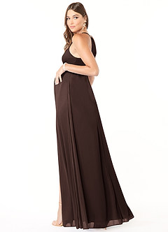 Azazie Annabelle Maternity Bridesmaid Dresses A-Line V-Neck Pleated Mesh Floor-Length Dress image5