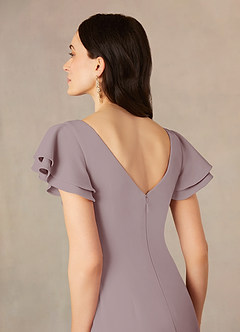Azazie Peppermint Mother of the Bride Dresses Vintage Mauve Mermaid Scoop Ruched Stretch Crepe Dress image5
